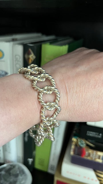 1960s Sterling Silver Rope Link Bracelet