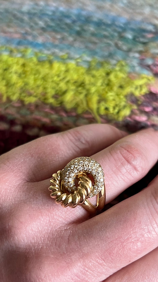 Gold and Diamond Knot Ring