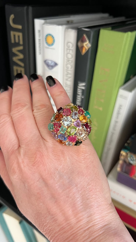 Multi-gem Dome Ring