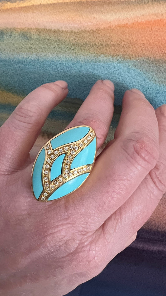 18K Turquoise and Diamond