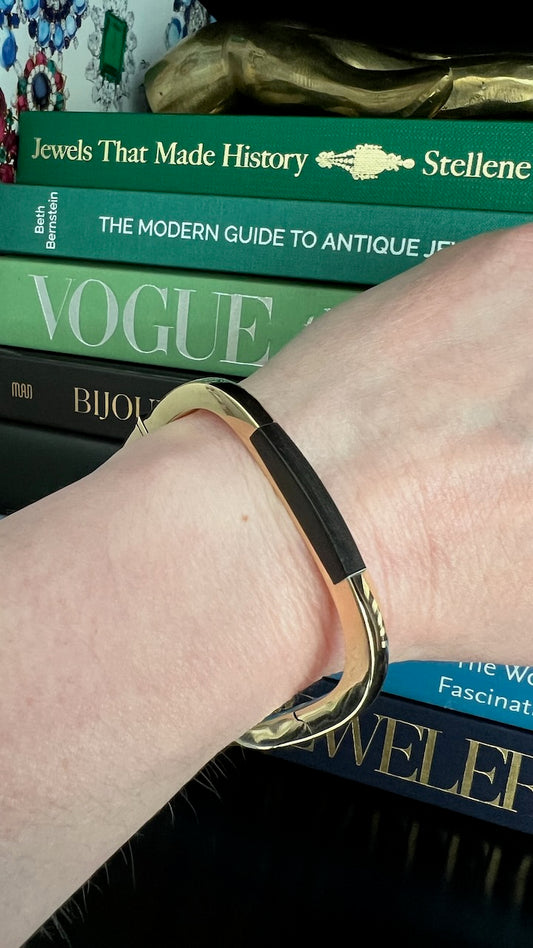 Gold and Wood Square Bangle