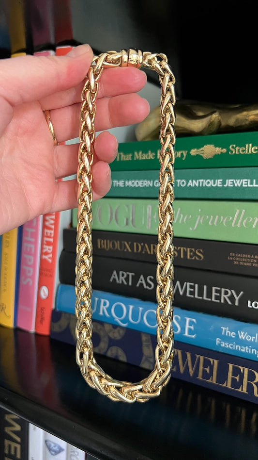 14K Graduated Basket Weave Necklace