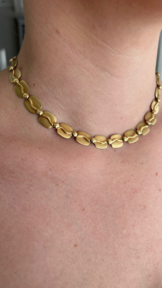 Matte Gold Modernist Link Necklace