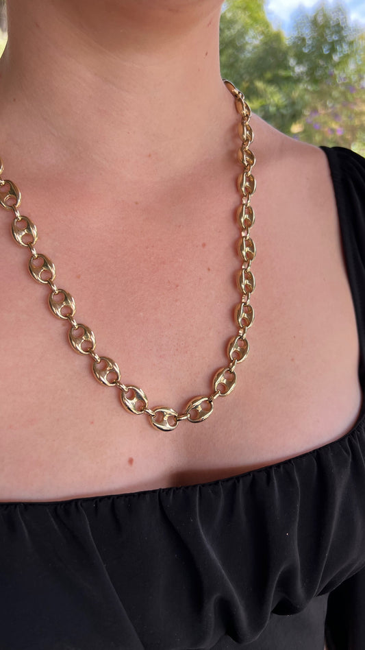 Puffy Mariner Link Gold Necklace