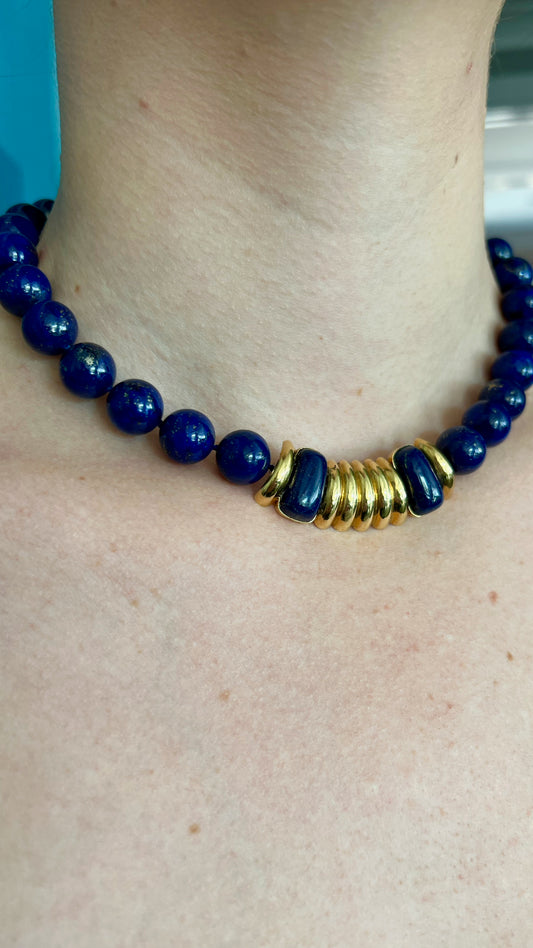 18K and Lapis Bead Necklace