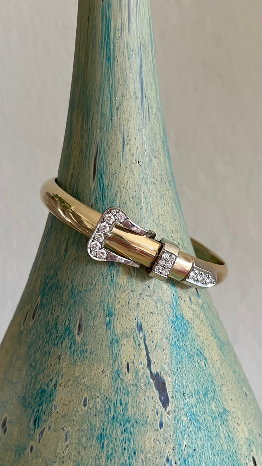 Gold and Diamond Buckle Bangle