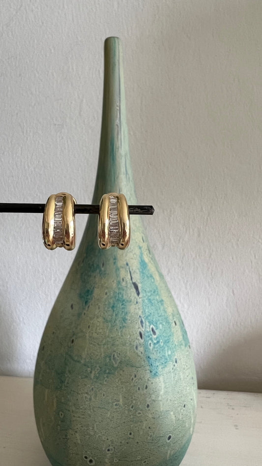 Gold and Diamond Baguette Earrings