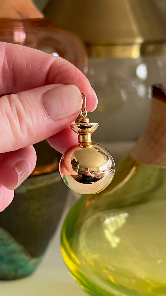 Vintage Gold Perfume Bottle Pendant