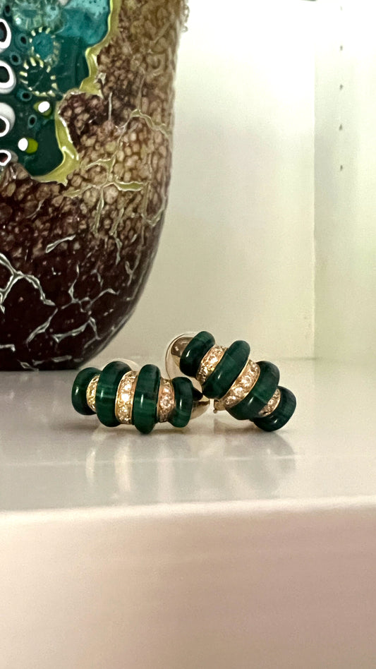 18K Malachite and Diamond earrings