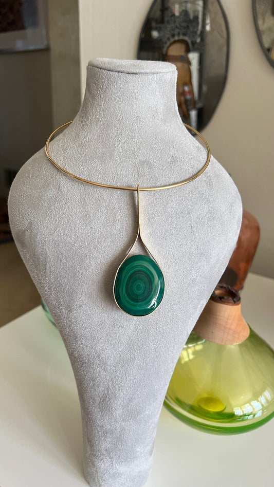 14K Torque with Malachite Pendant