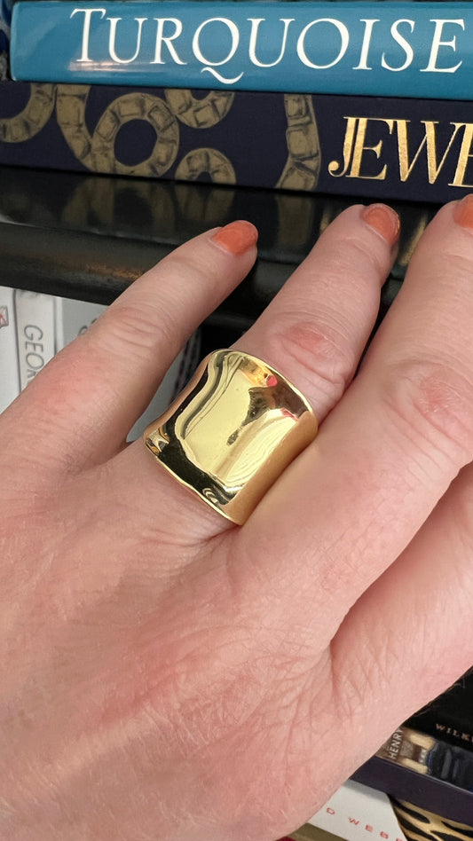 Wide Gold Saddle Ring