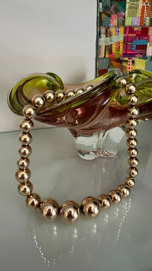 Vintage Uno A Erre 14K Ball Necklace