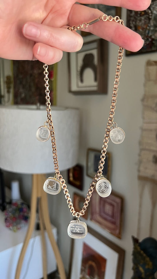 Antique French Chain With Old Glass Seals
